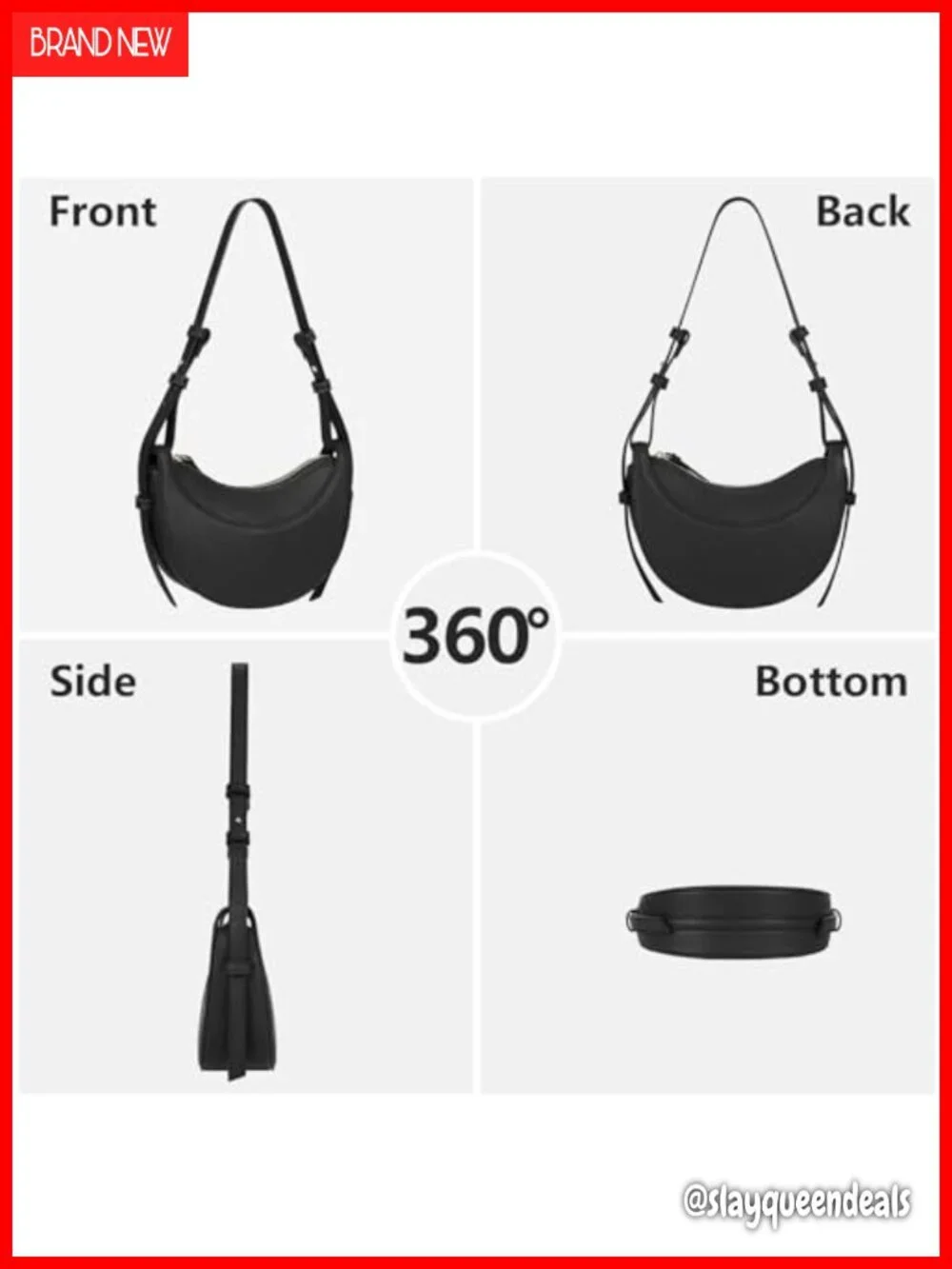 Faux Leather Saddle Bag Women Crescent Crossbody Hobo Shoulder Purse Trendy Y2K